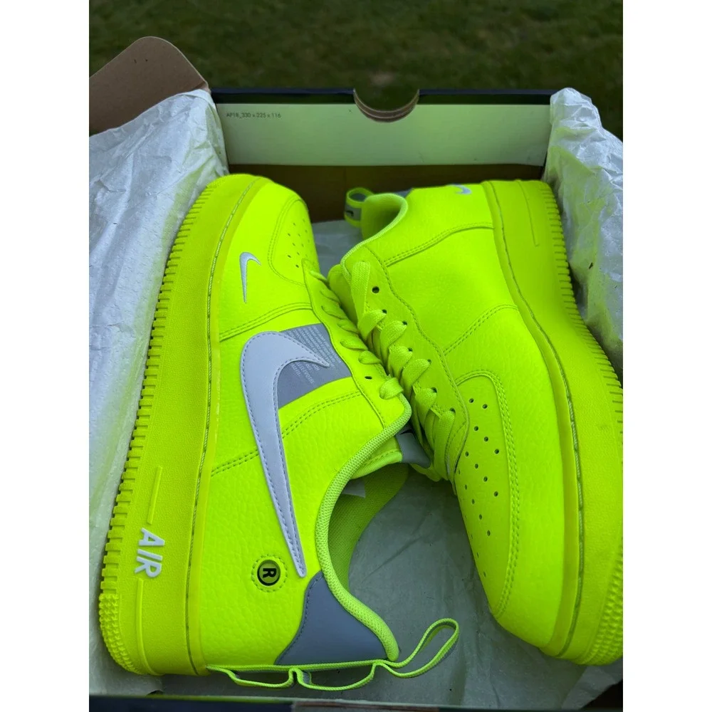 Nike Air Force 1 07‎ LV8 Utility Volt White Black AJ7747-700 Mens 9 Womens 10.5